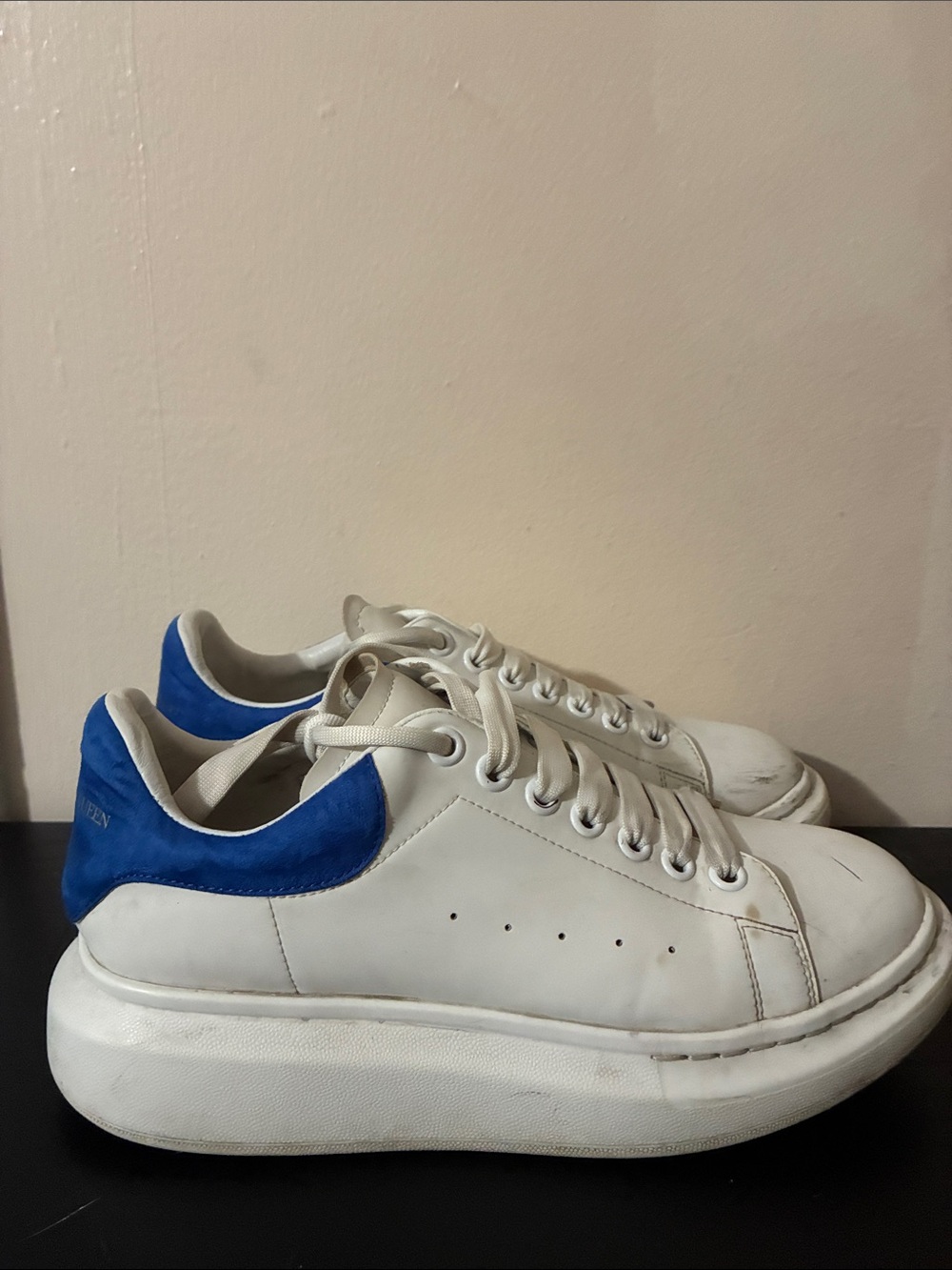 Alexander McQueen Oversized Sneakers in White/Paris Blue size 10